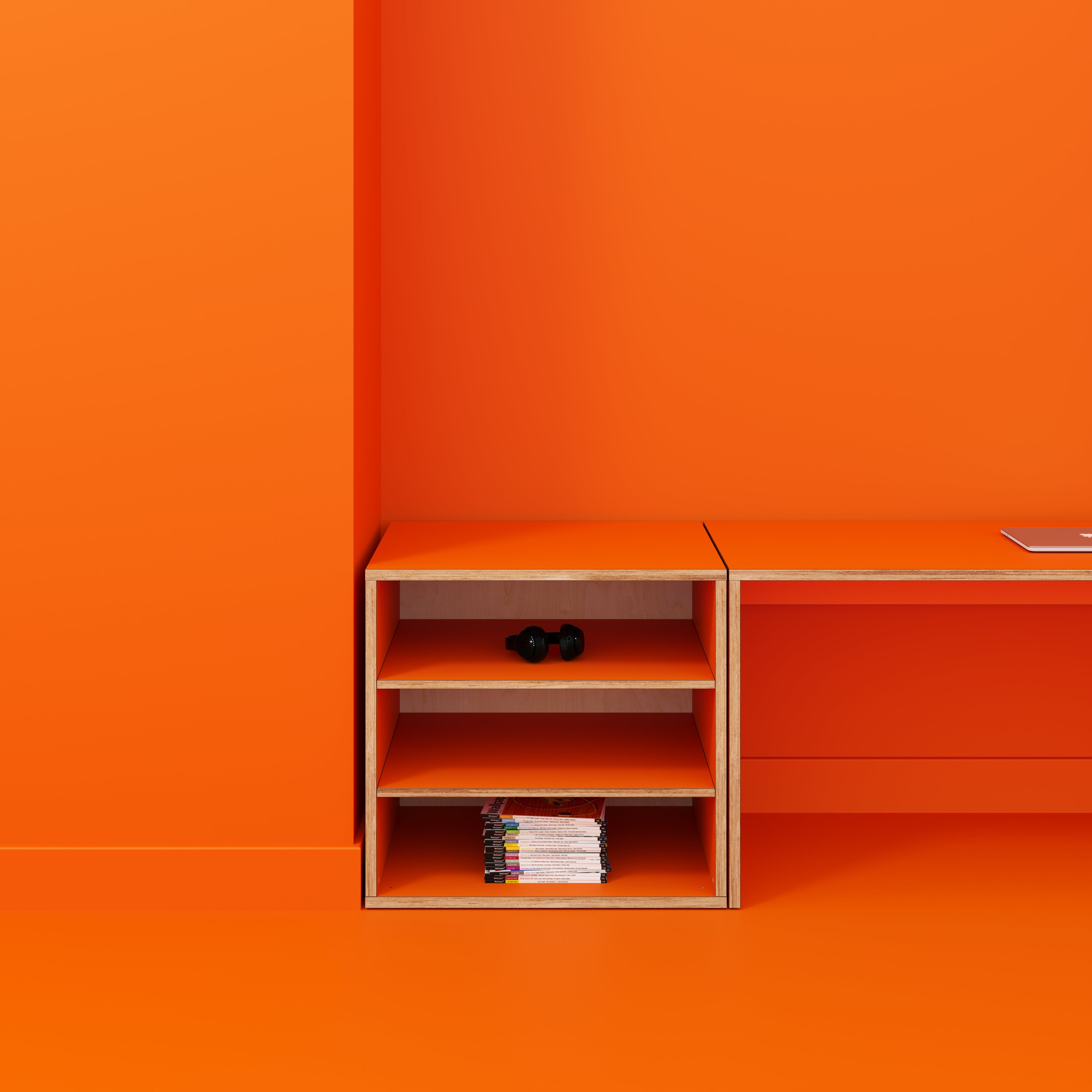 Plywood Storage with Shelves - Formica Levante Orange - 800(w) x 600(d) x 750(h)