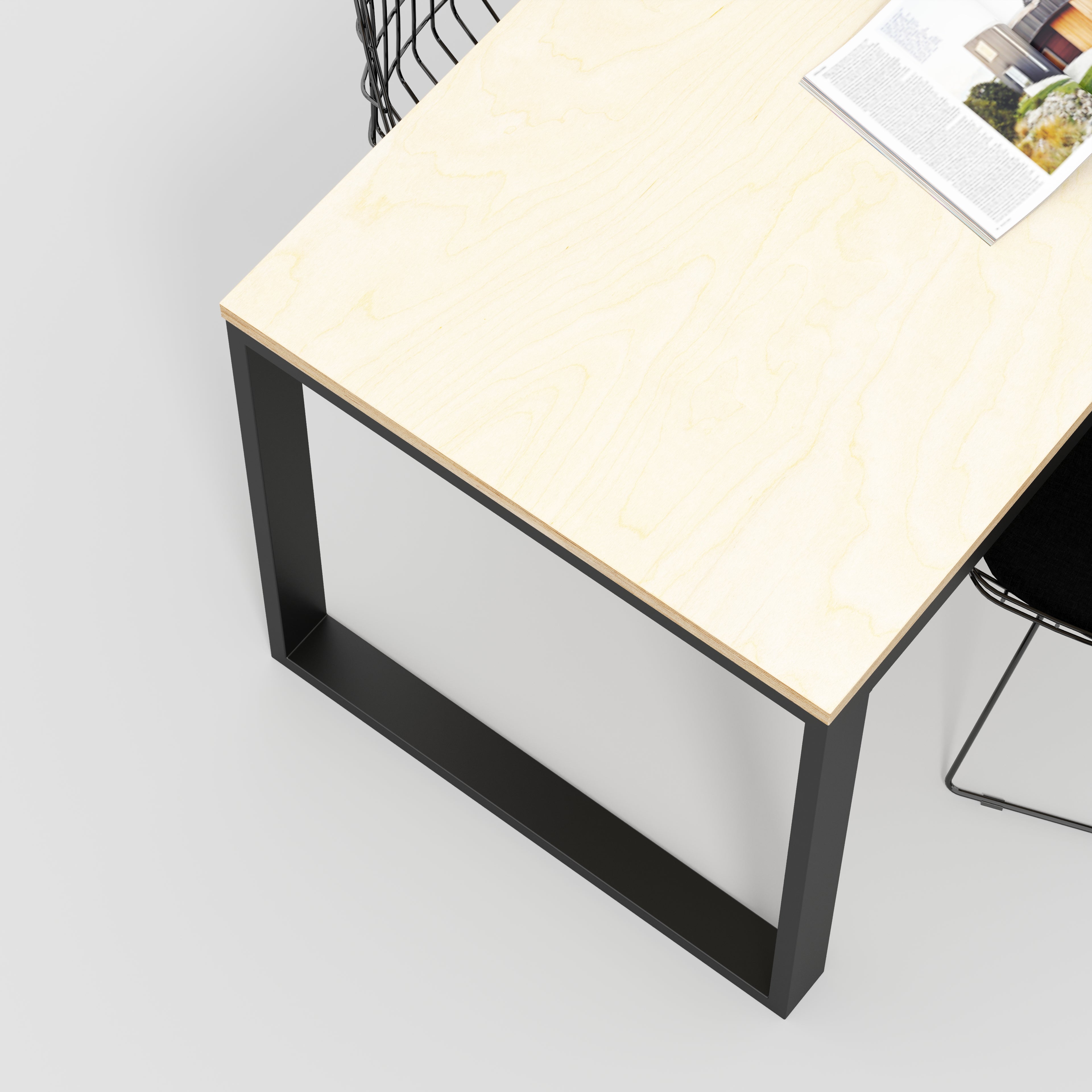 Plywood Table with Black Industrial Frame - Plywood Birch - 2400(w) x 745(d) x 735(h)