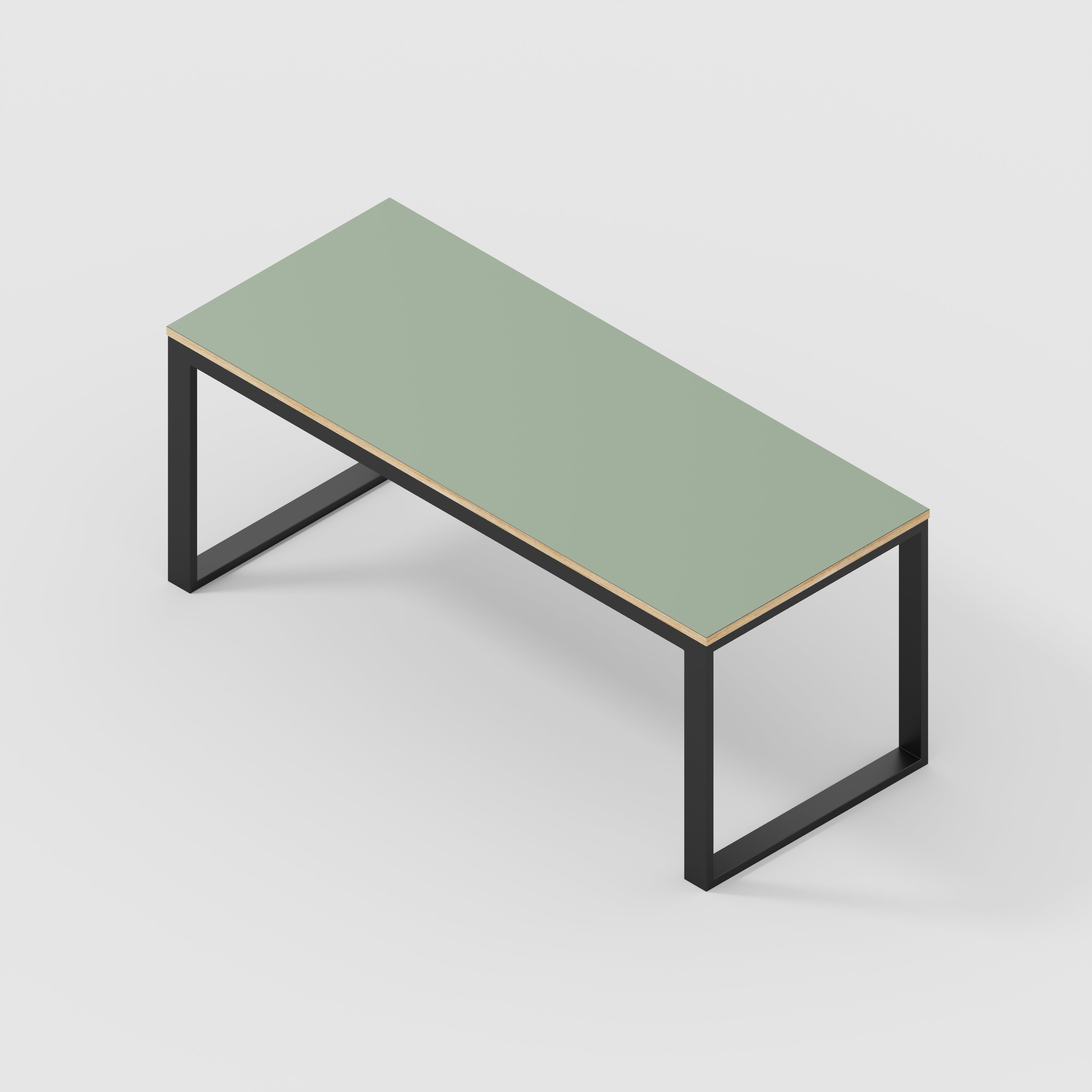 Plywood Table with Black Industrial Frame - Formica Green Slate - 1800(w) x 745(d) x 735(h)