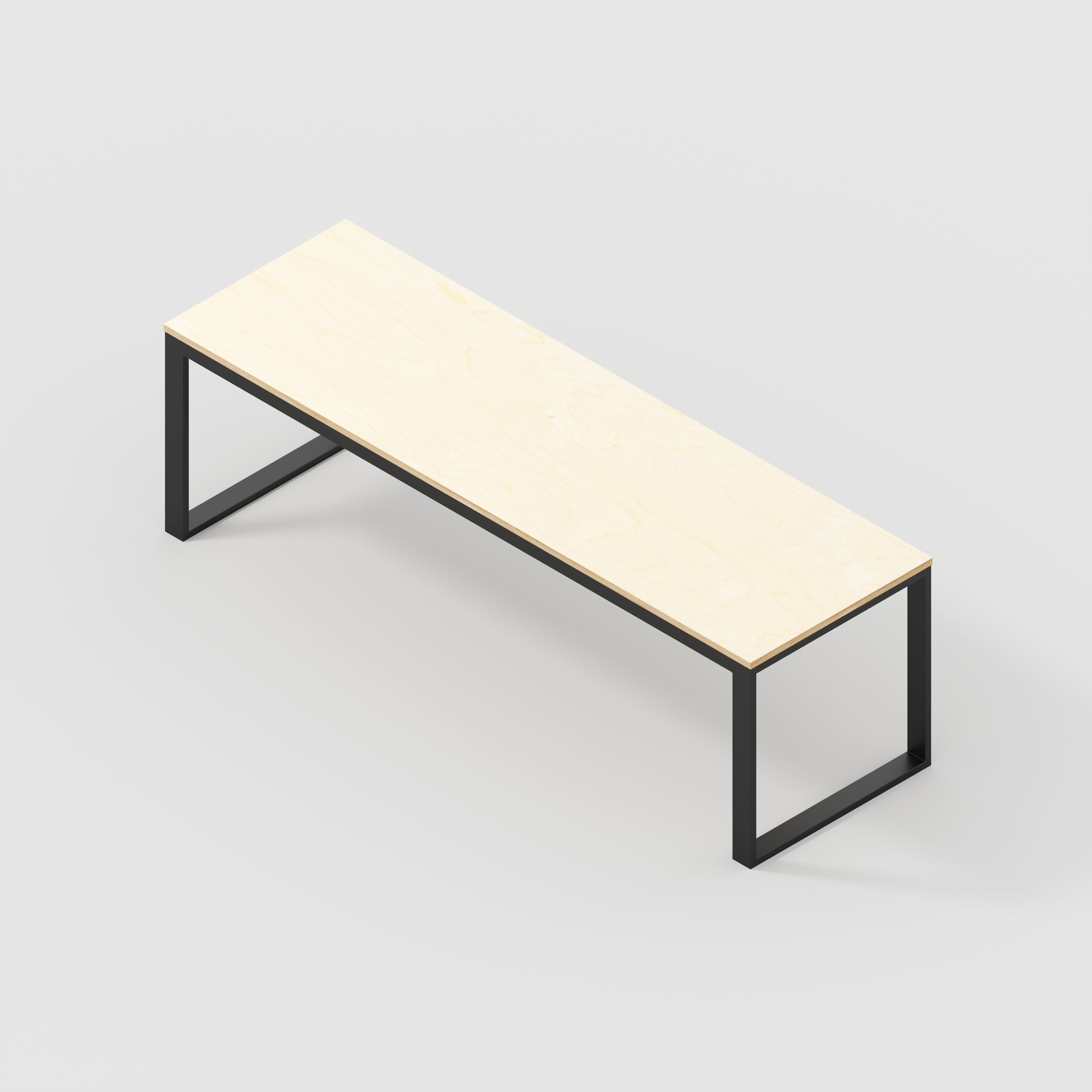 Plywood Table with Black Industrial Frame - Plywood Birch - 2400(w) x 745(d) x 735(h)