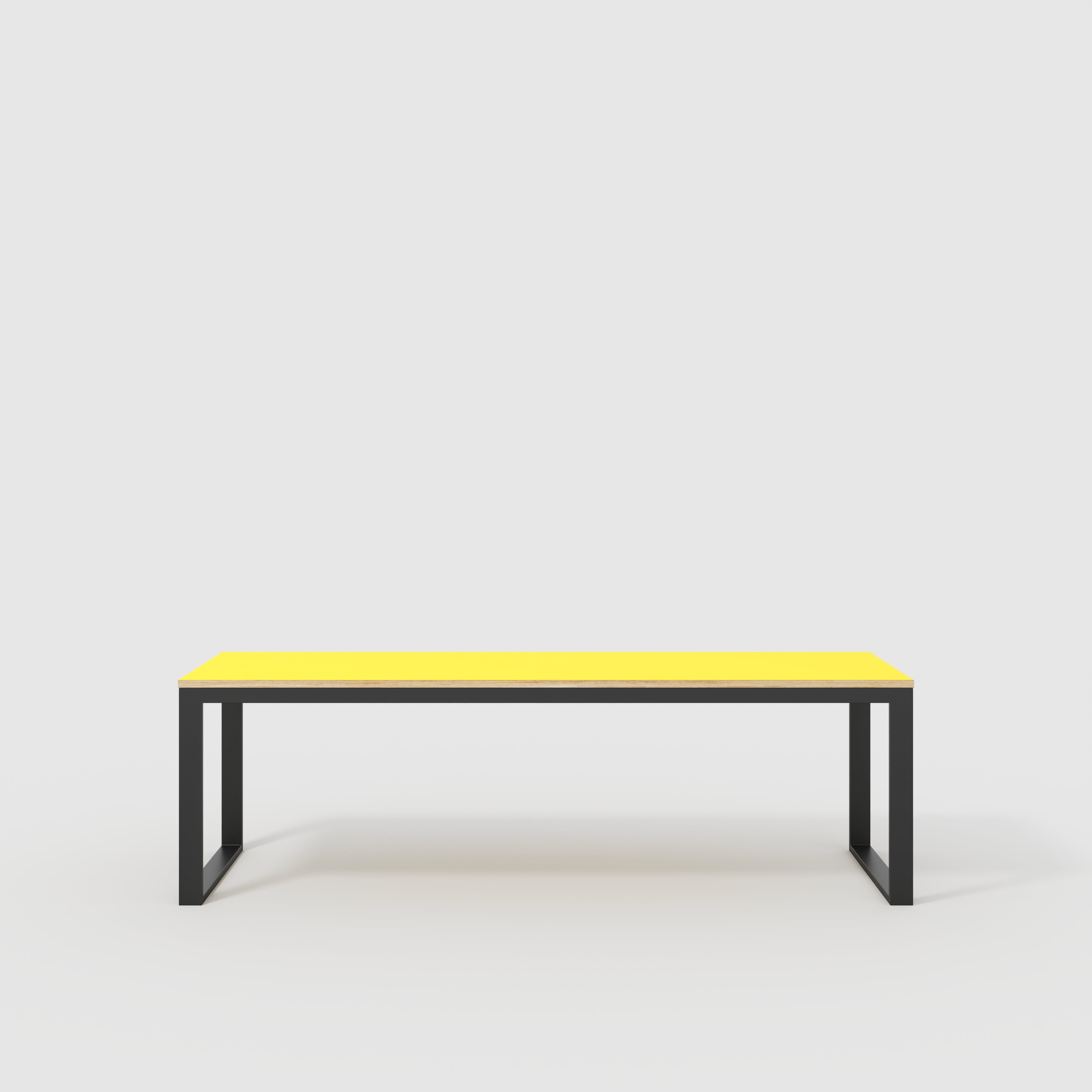 Plywood Table with Black Industrial Frame - Formica Chrome Yellow - 2400(w) x 745(d) x 735(h)