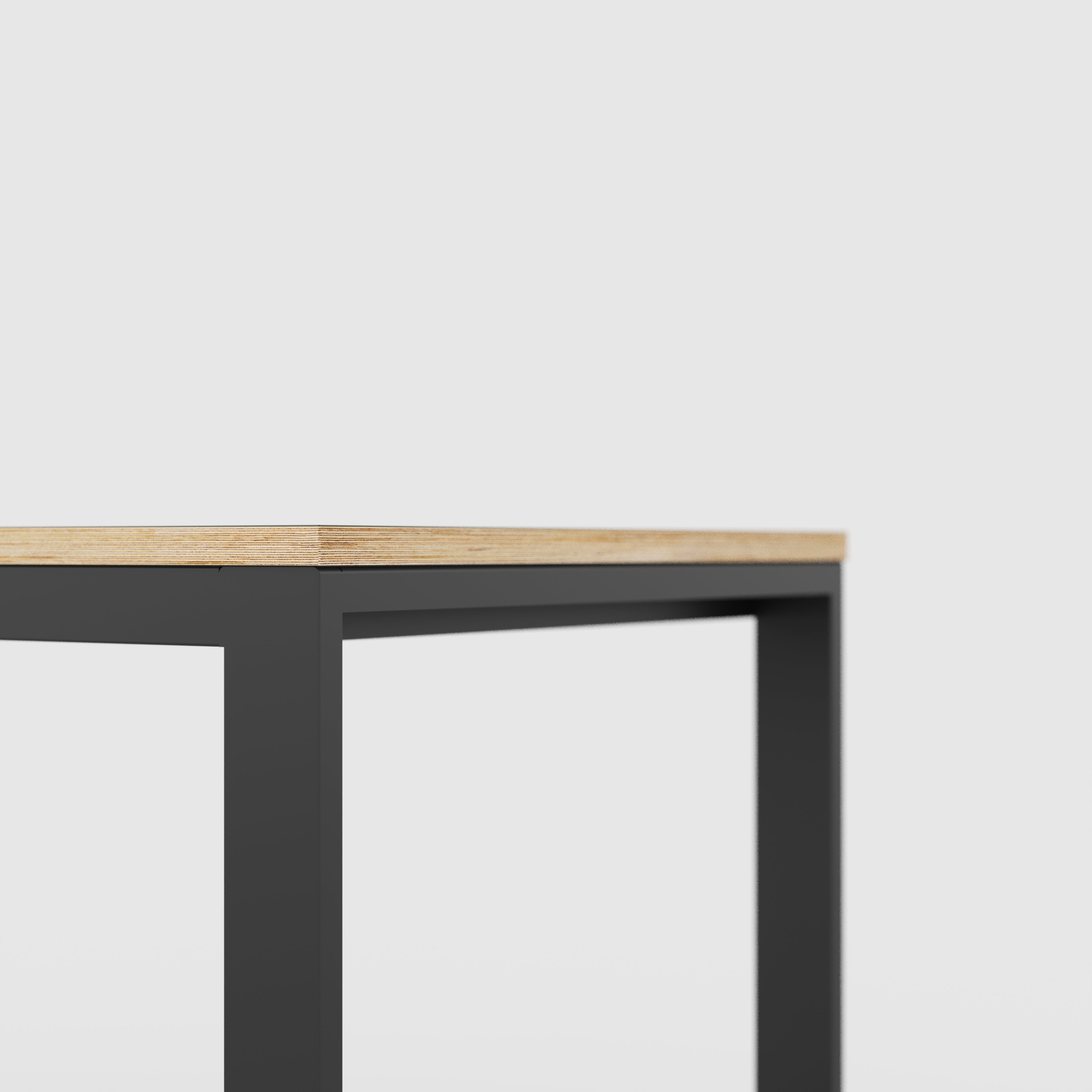 Plywood Table with Black Industrial Frame - Plywood Birch - 2400(w) x 745(d) x 735(h)