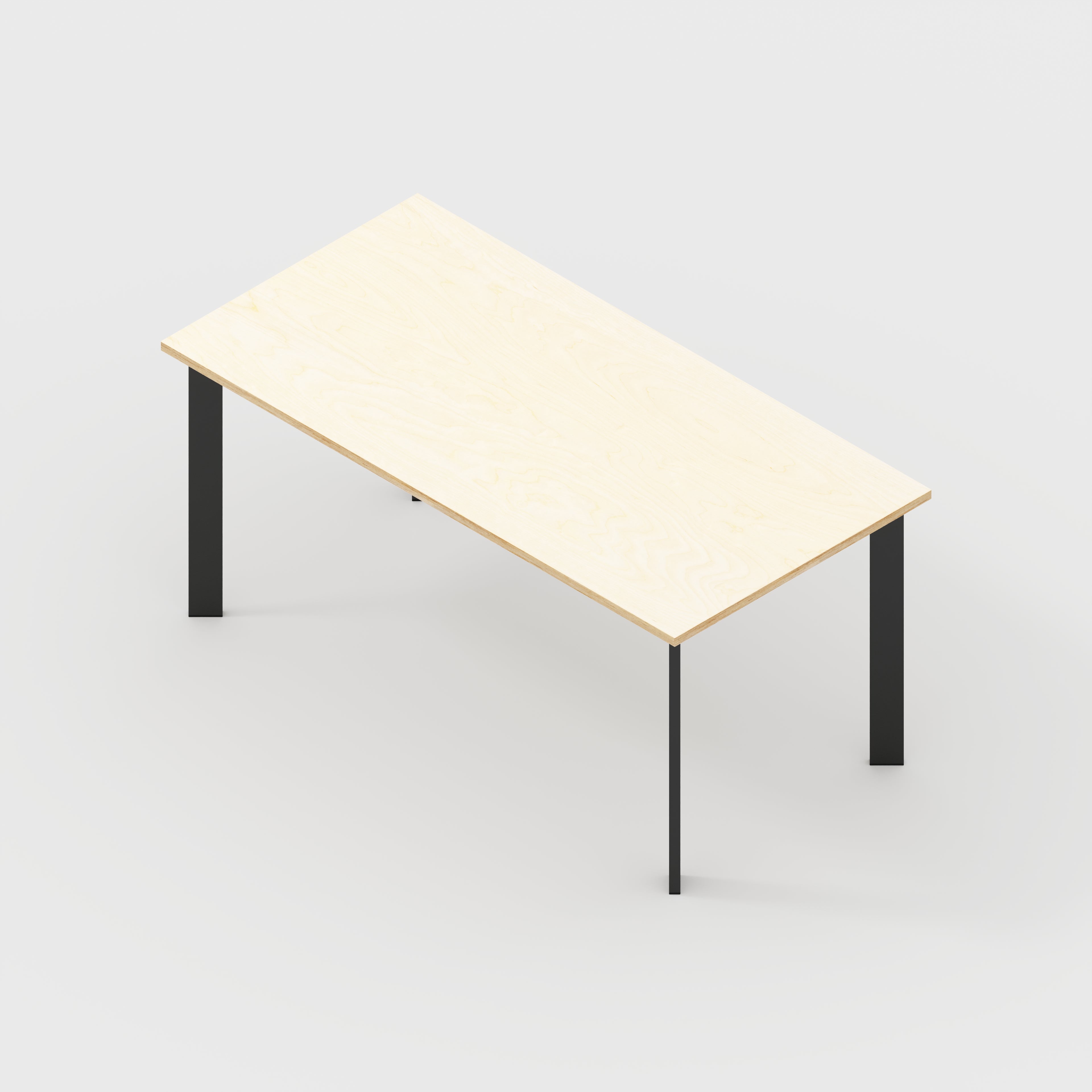 Plywood Table with Black Rectangular Single Pin Legs - Plywood Birch - 1600(w) x 800(d) x 735(h)