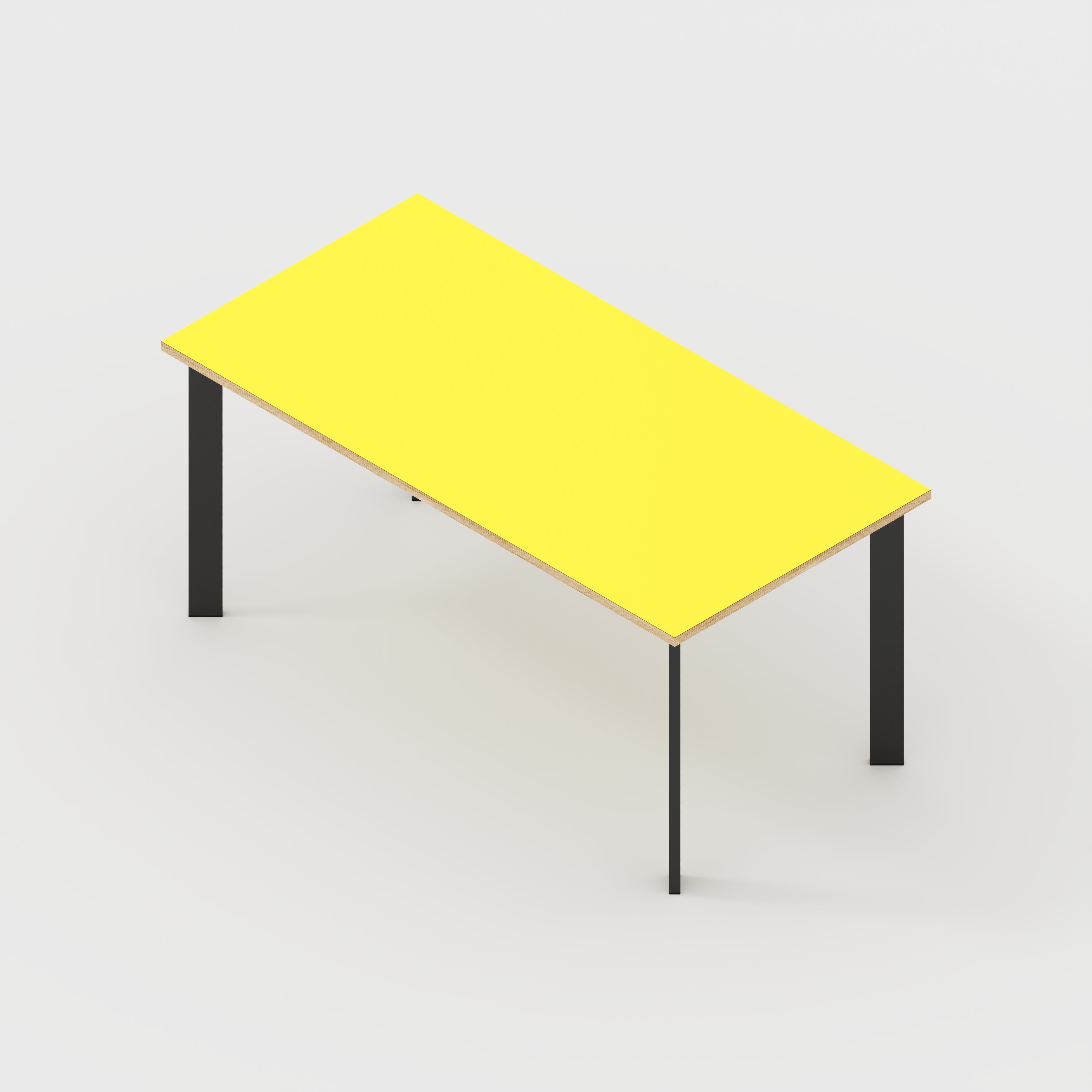 Plywood Table with Black Rectangular Single Pin Legs - Formica Chrome Yellow - 1600(w) x 800(d) x 735(h)