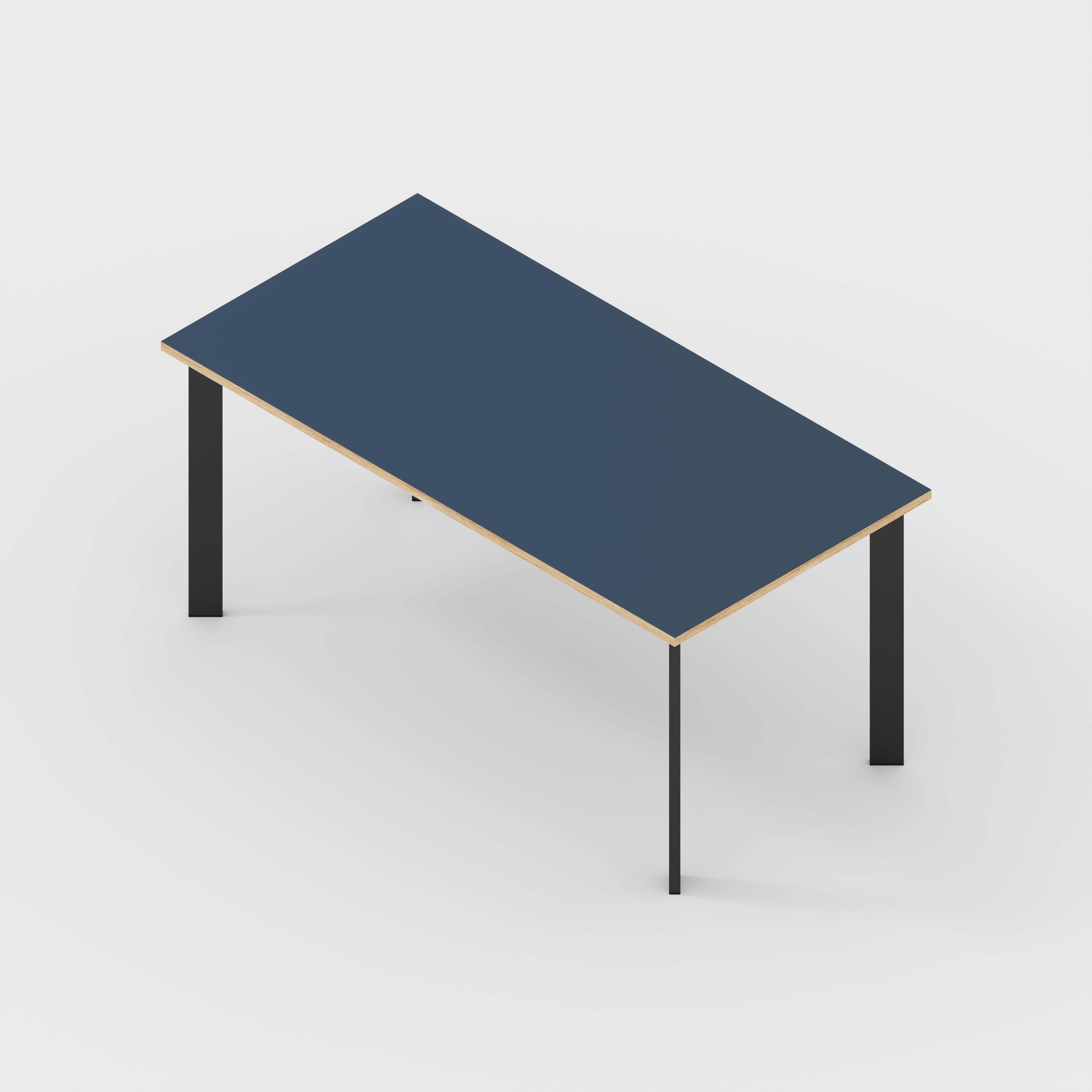 Plywood Table with Black Rectangular Single Pin Legs - Formica Night Sea Blue - 1600(w) x 800(d) x 735(h)