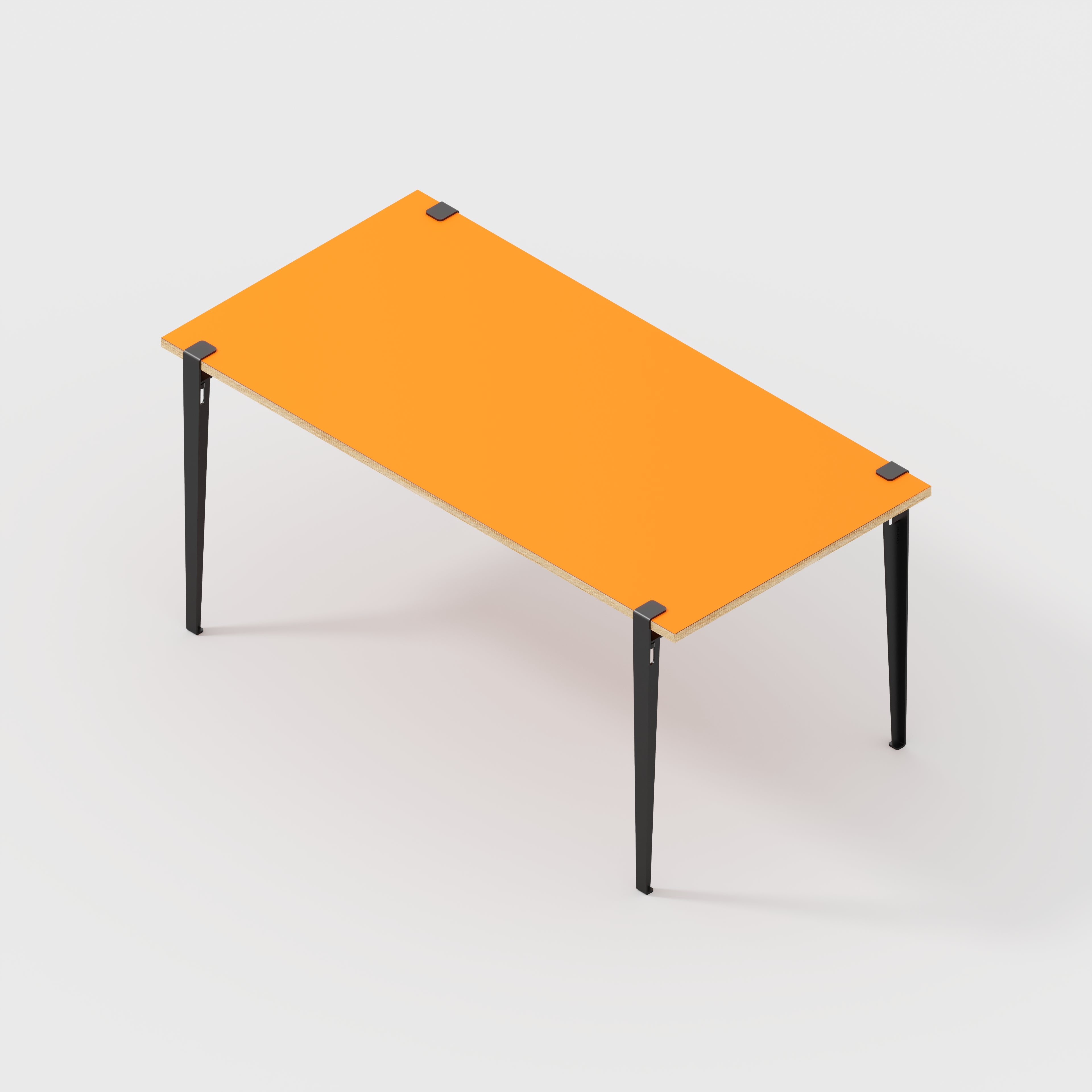 Plywood Table with Black Tiptoe Legs - Formica Levante Orange - 1600(w) x 800(d) x 750(h)