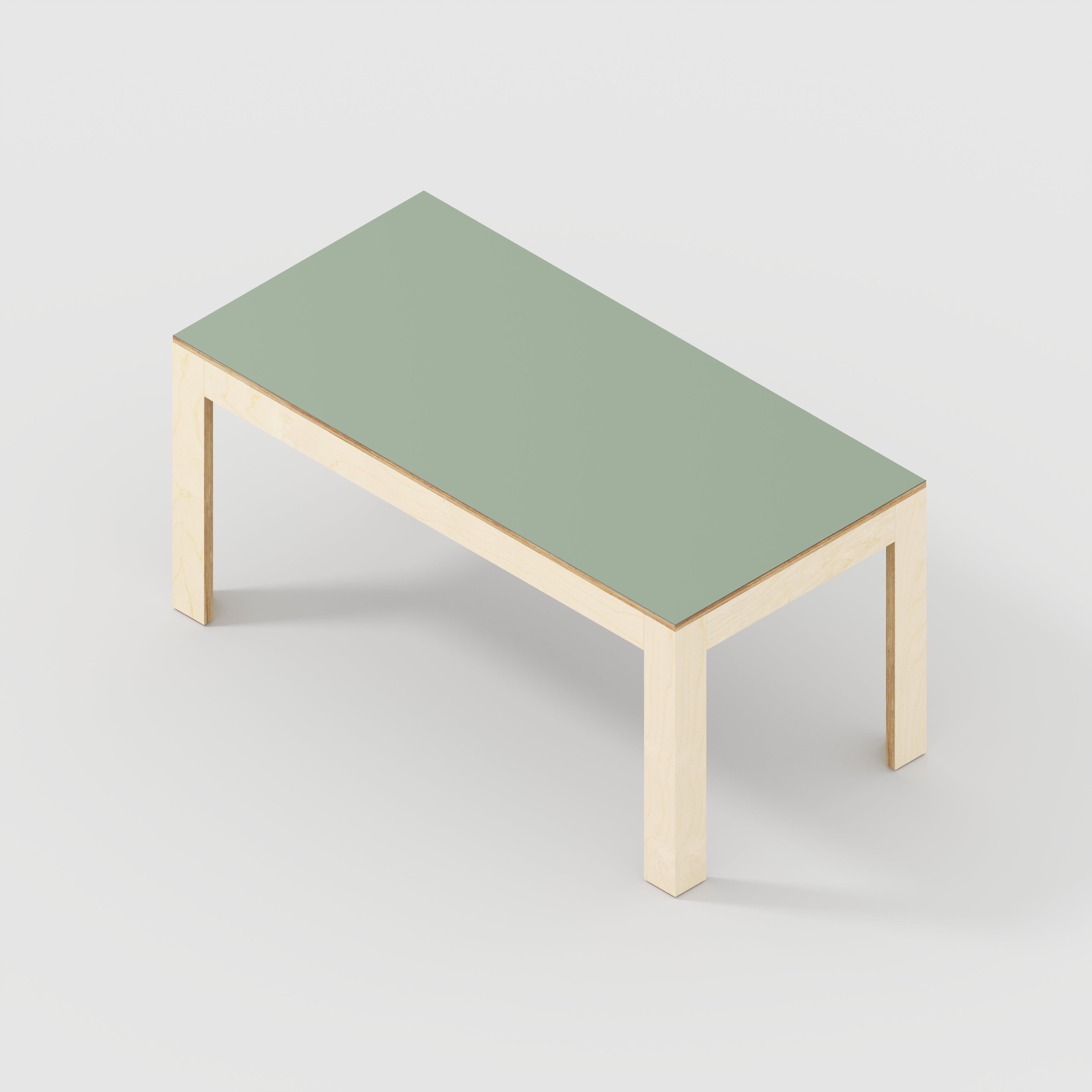 Plywood Table with Solid Frame - Formica Green Slate - 1600(w) x 800(d) x 750(h)