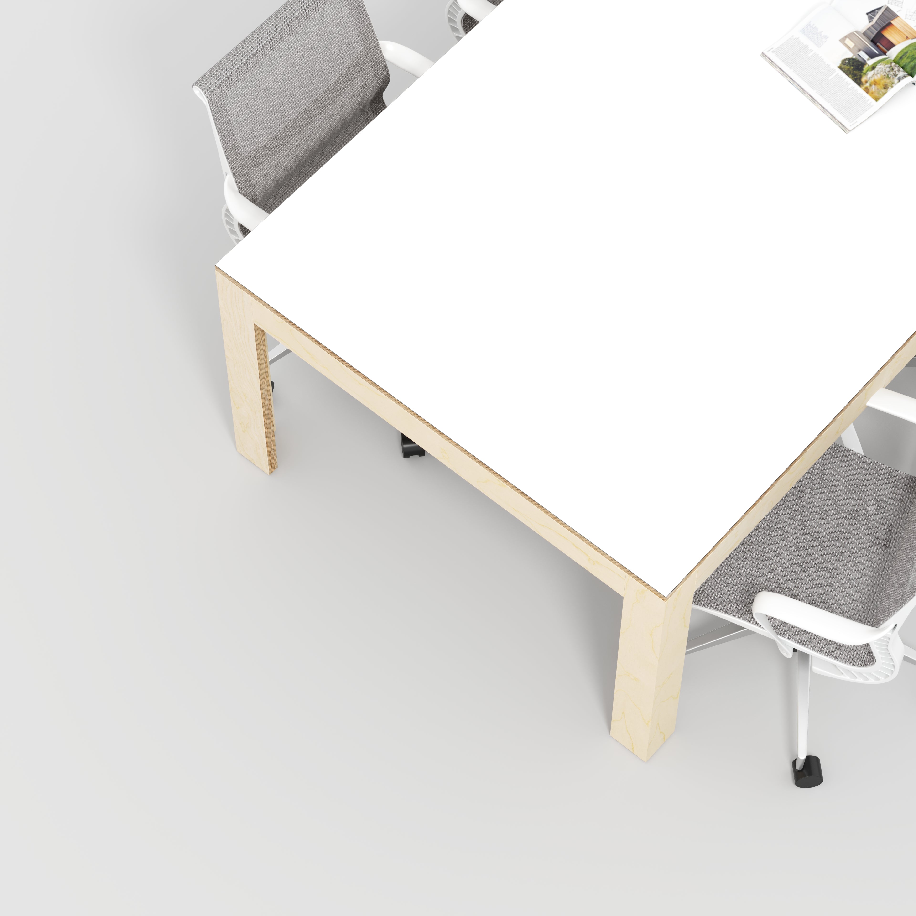 Plywood Table with Solid Frame - Formica White - 2400(w) x 1200(d) x 750(h)