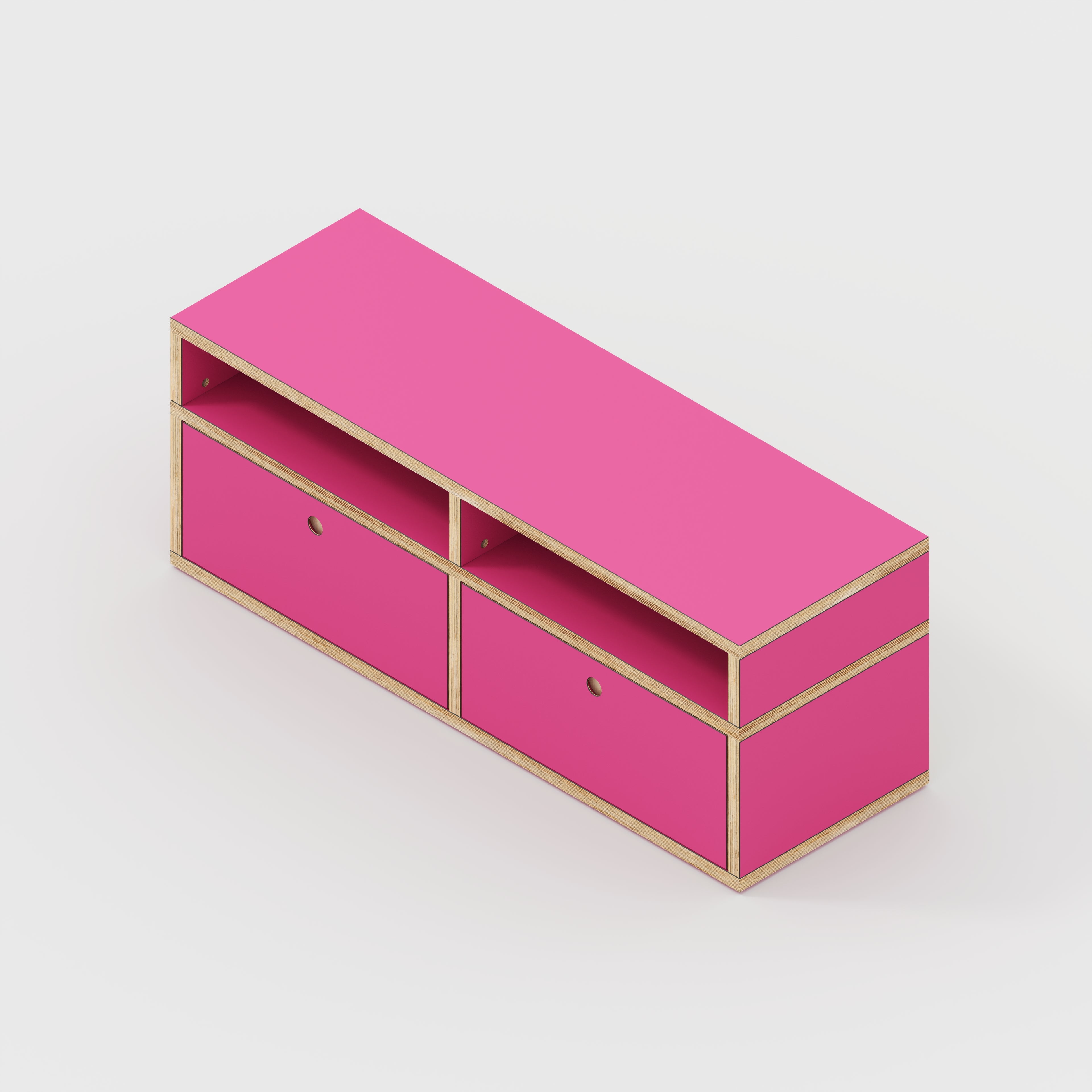 Plywood TV Entertainment Unit - Type 2 - Formica Juicy Pink - 1200(w) x 400(d) x 450(h)