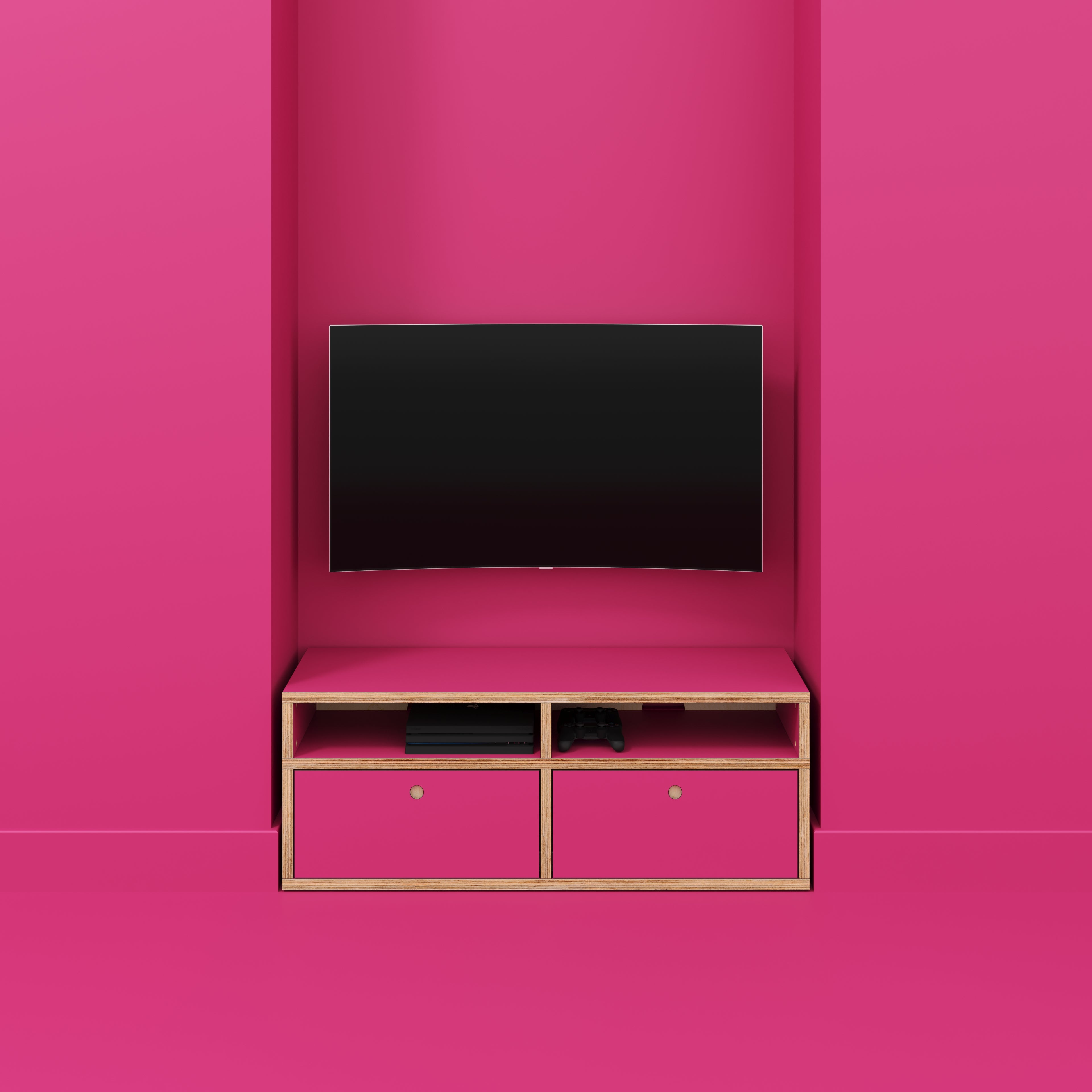 Plywood TV Entertainment Unit - Type 2 - Formica Juicy Pink - 1200(w) x 400(d) x 450(h)