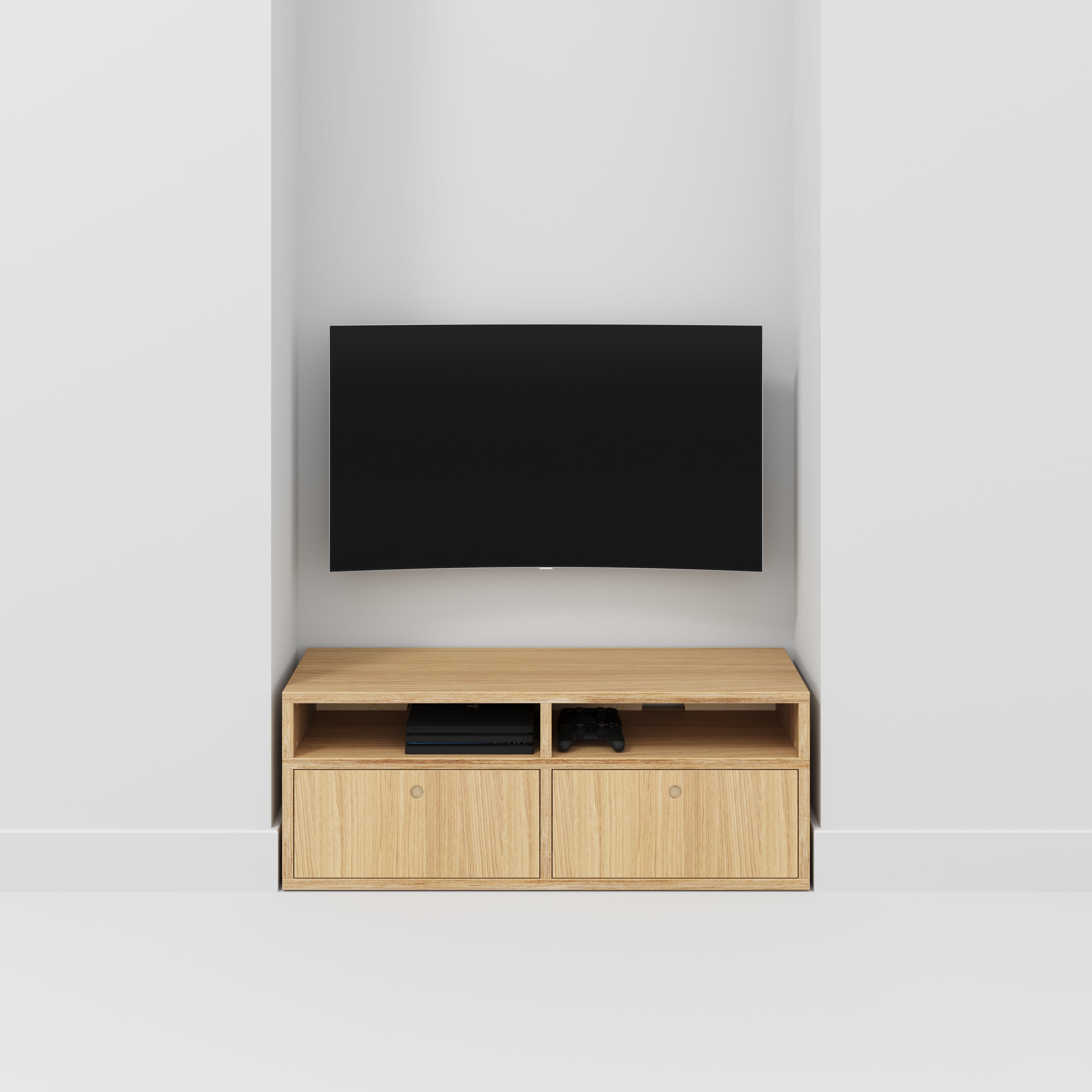 Plywood TV Entertainment Unit - Type 2 - Plywood Oak - 1200(w) x 400(d) x 450(h)