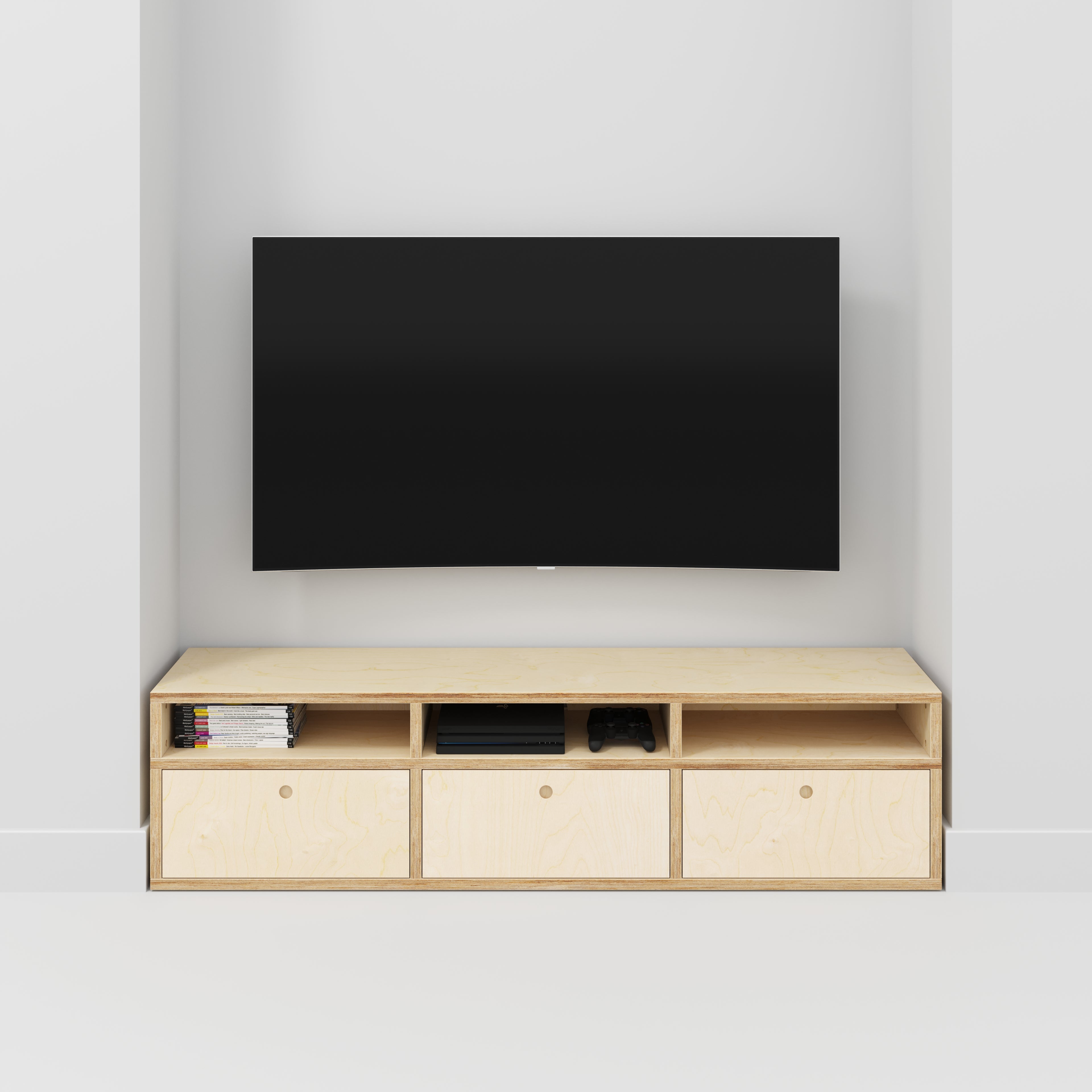 Plywood TV Entertainment Unit - Type 2 - Plywood Birch - 1800(w) x 400(d) x 450(h)