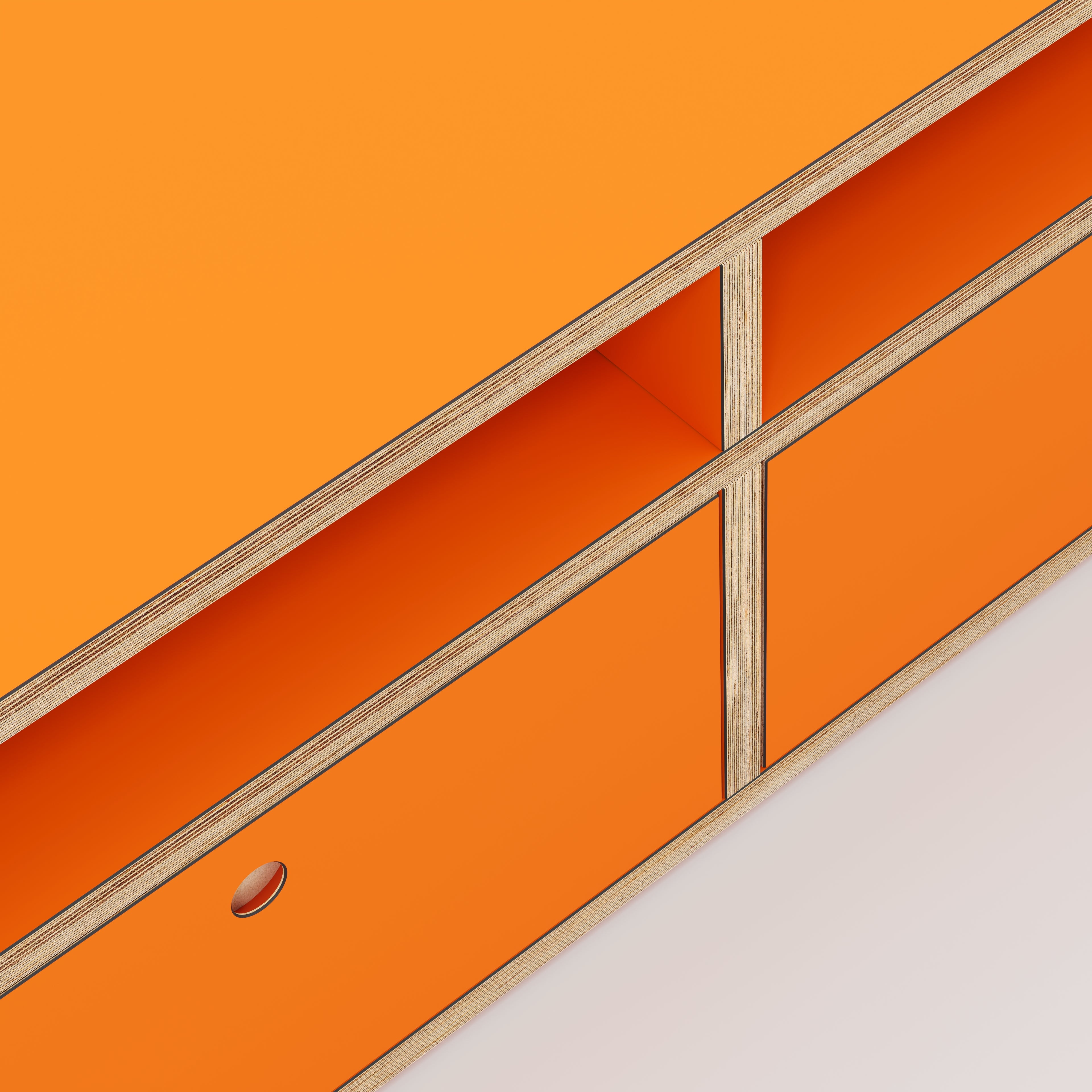 Plywood TV Entertainment Unit - Type 2 - Formica Levante Orange - 1800(w) x 400(d) x 450(h)