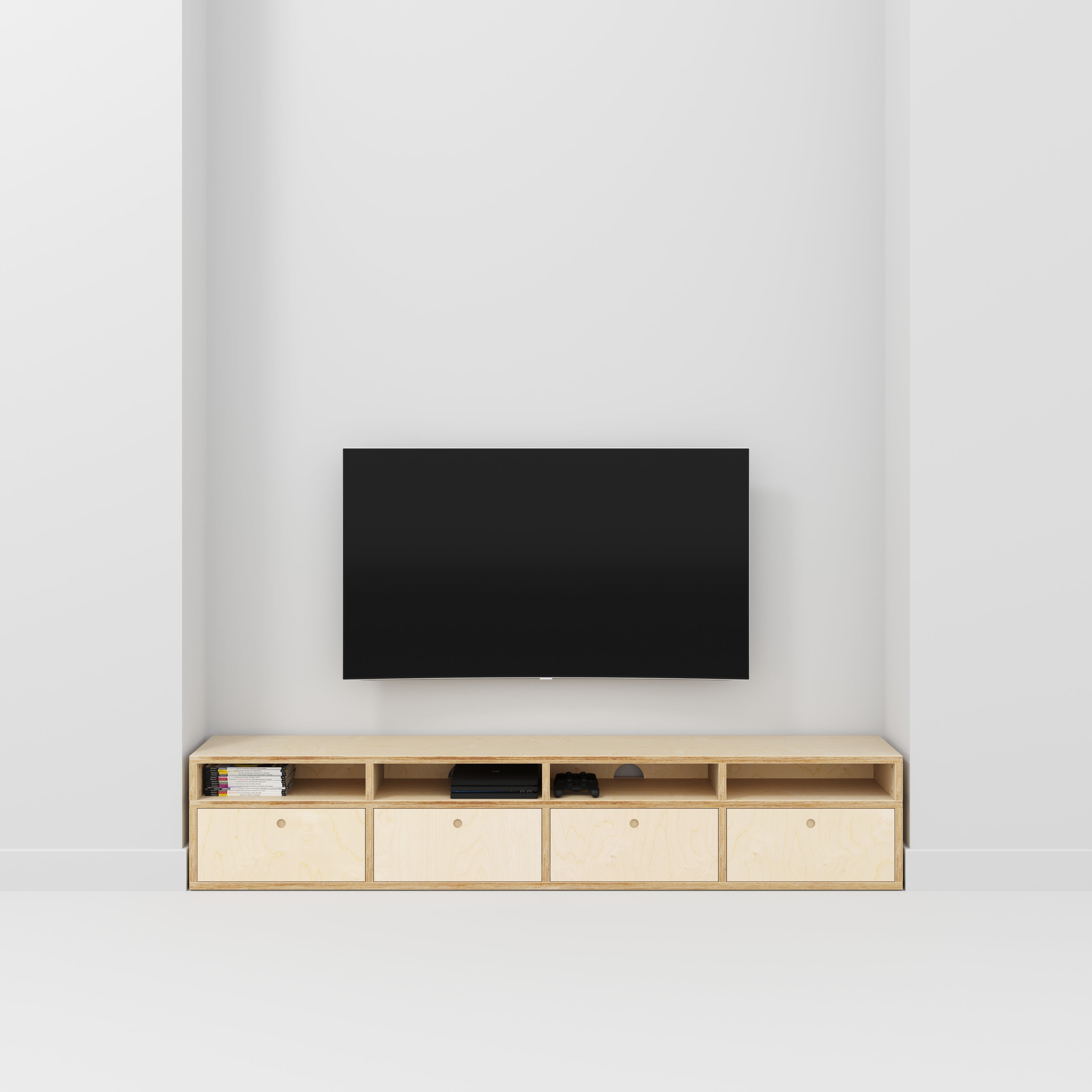 Plywood TV Entertainment Unit - Type 2 - Plywood Birch - 2400(w) x 400(d) x 450(h)