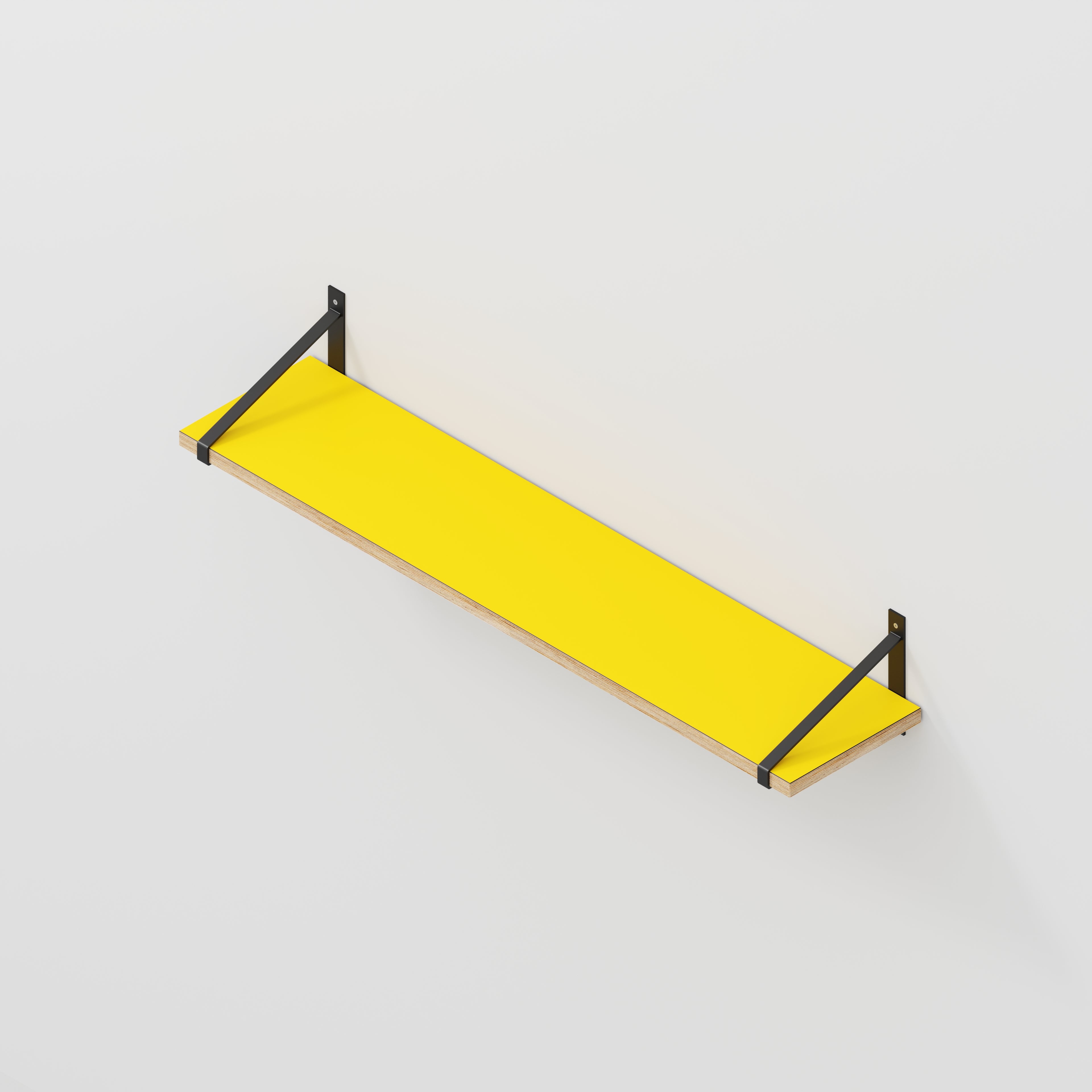 Plywood Wall Shelf with Suspense Brackets - Formica Chrome Yellow - 1200(w) x 260(d)