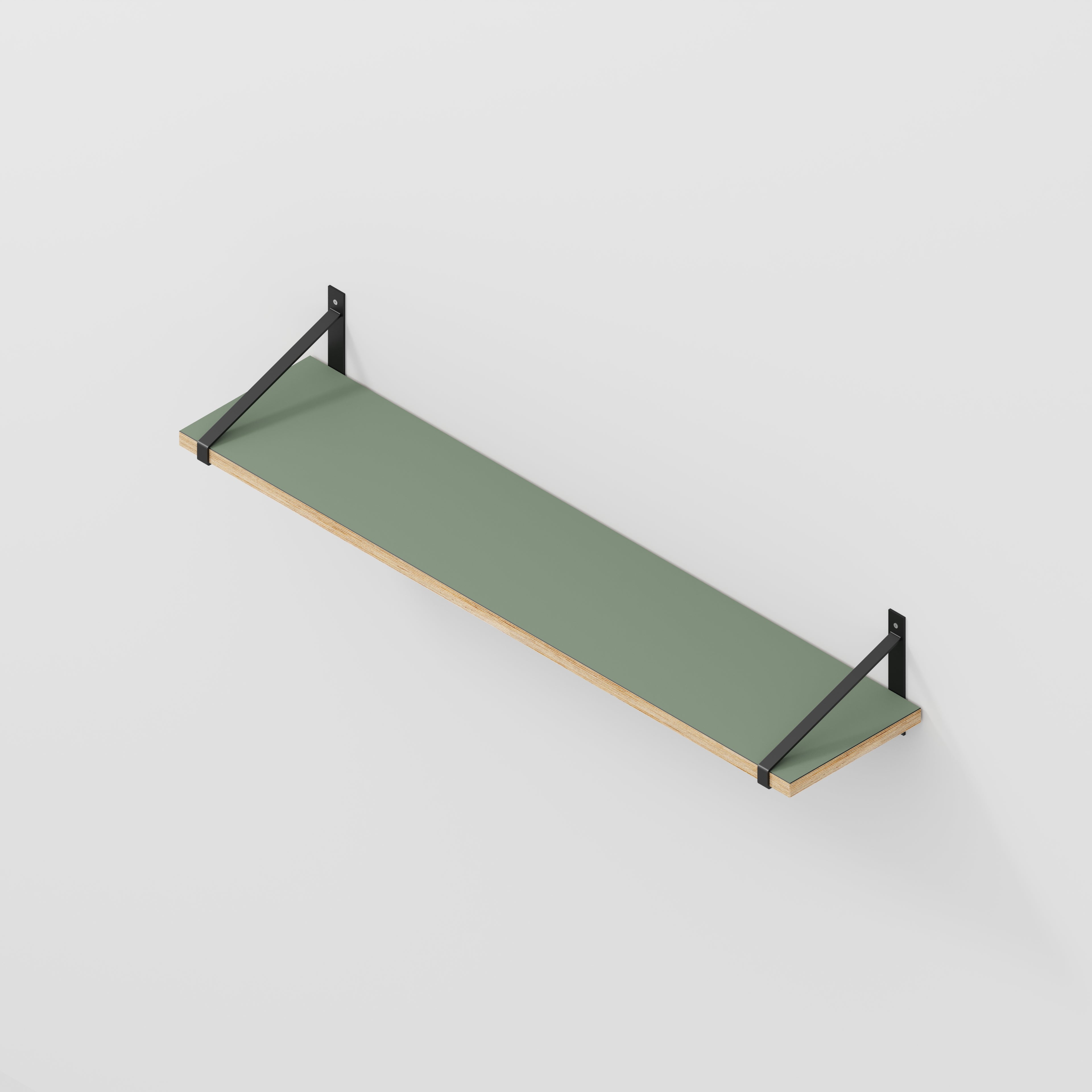 Plywood Wall Shelf with Suspense Brackets - Formica Green Slate - 1200(w) x 260(d)