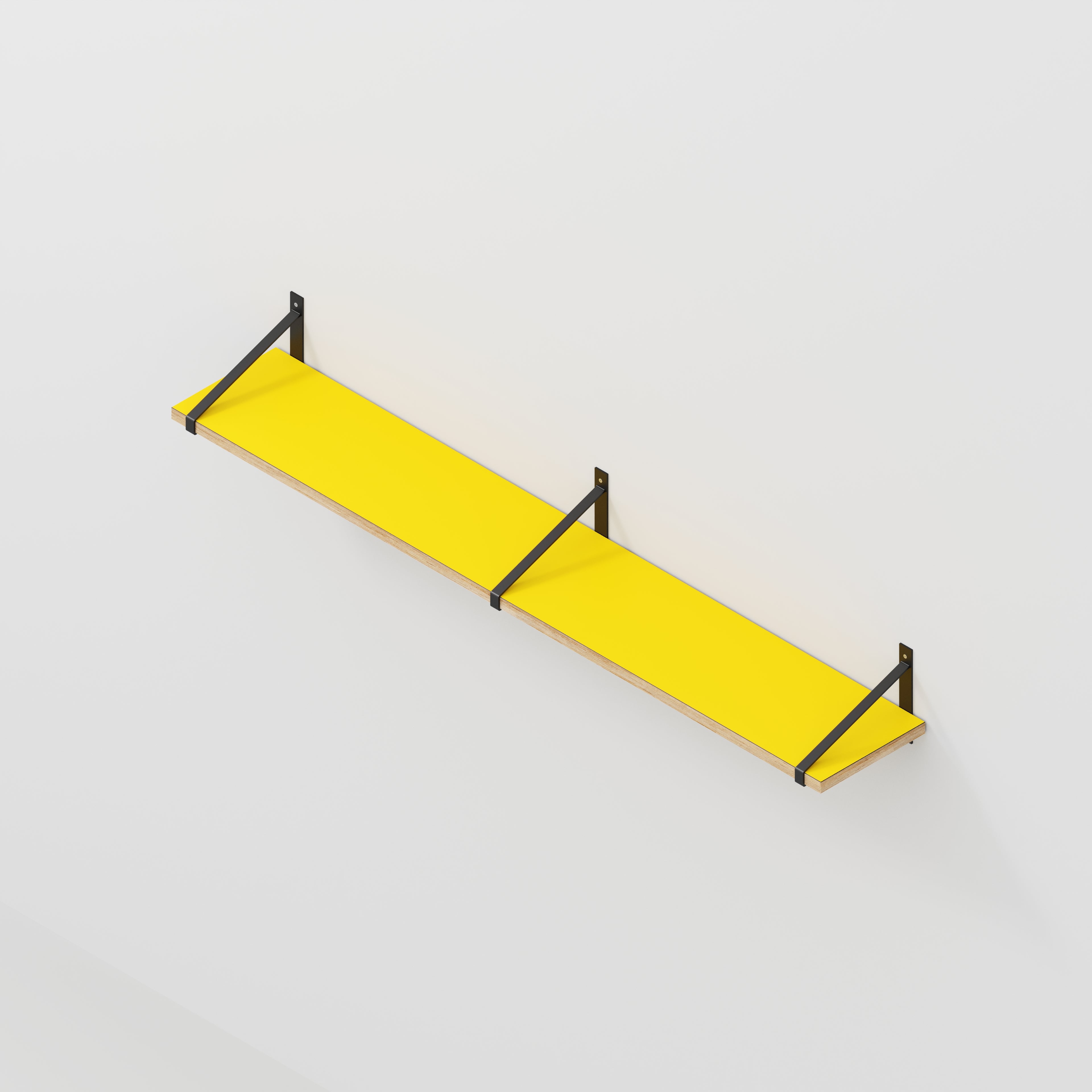 Plywood Wall Shelf with Suspense Brackets - Formica Chrome Yellow - 1600(w) x 260(d)