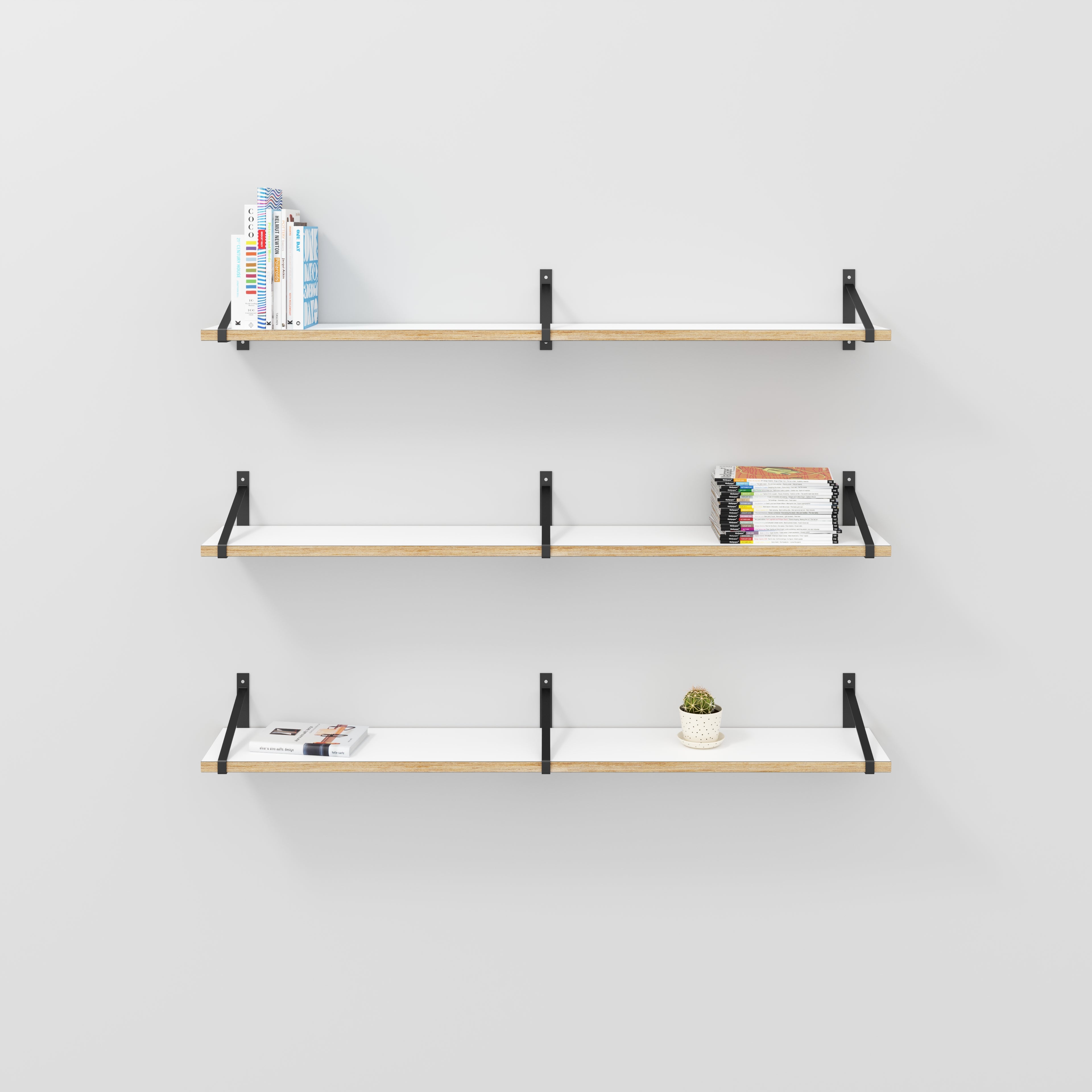 Plywood Wall Shelf with Suspense Brackets - Formica White - 1600(w) x 260(d)