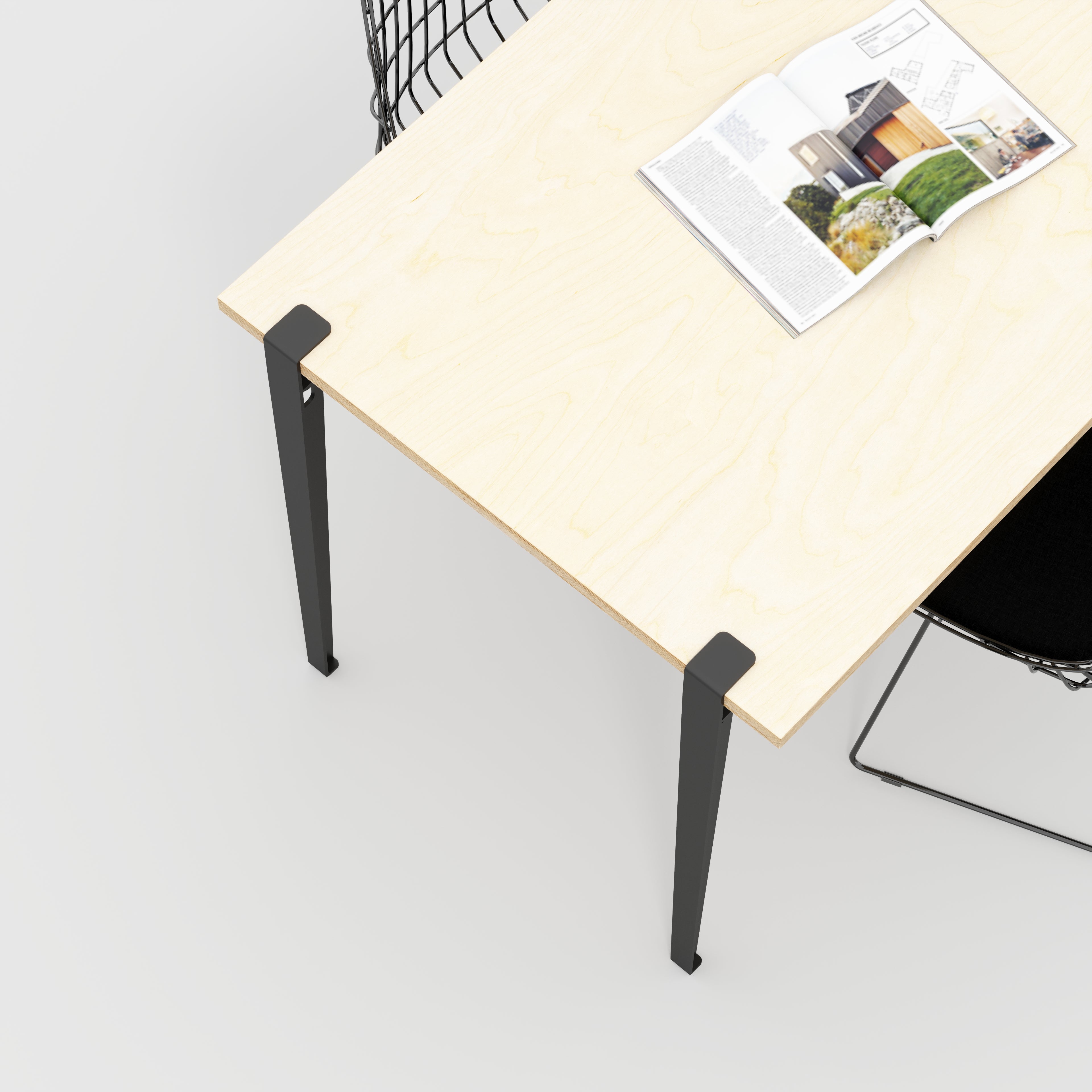 Plywood Wall Table with Black Tiptoe Legs and Brackets - Plywood Birch - 1200(w) x 800(d) x 750(h)