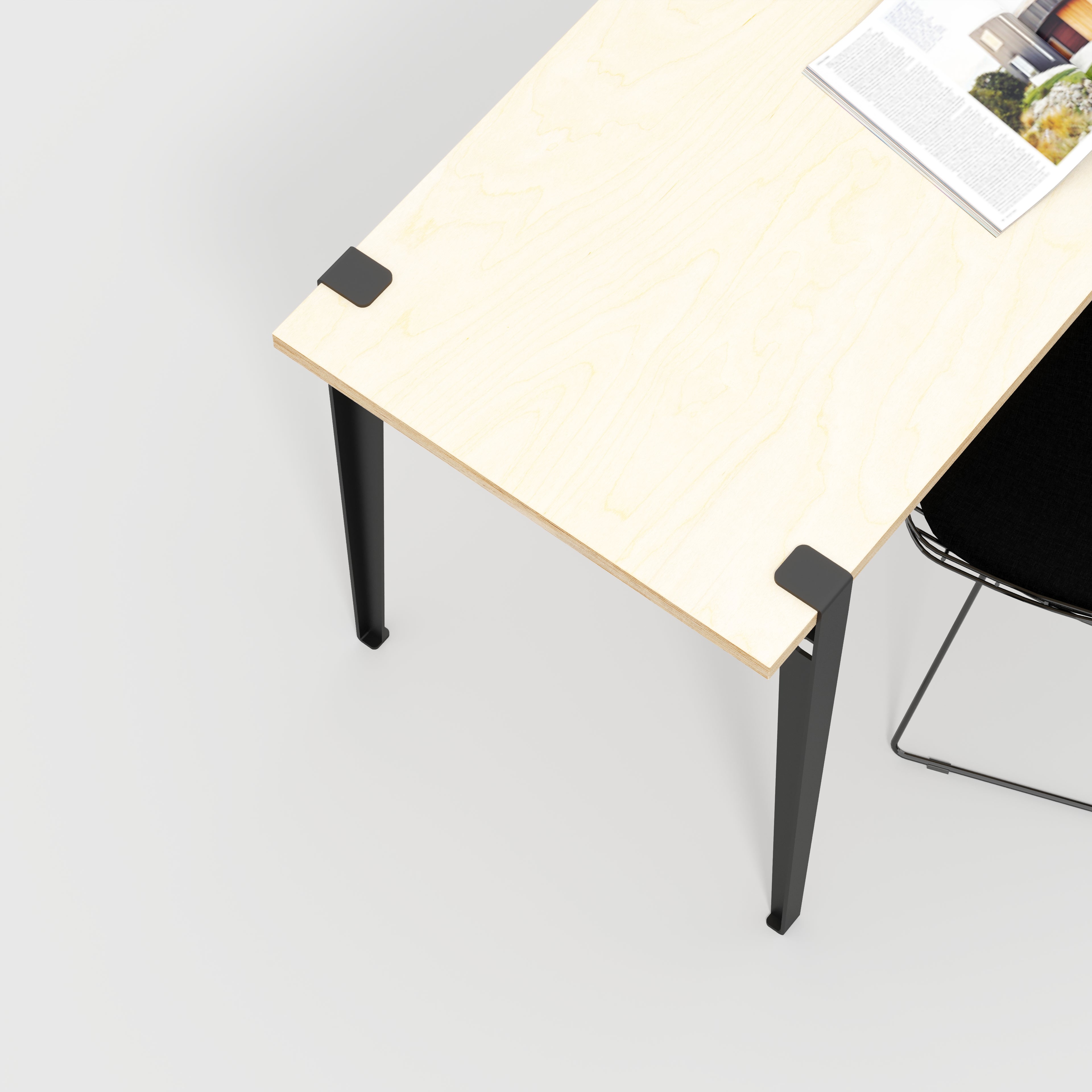 Plywood Desk with Black Tiptoe Legs - Plywood - Birch - 1200(w) x 600(d) x 750(h)