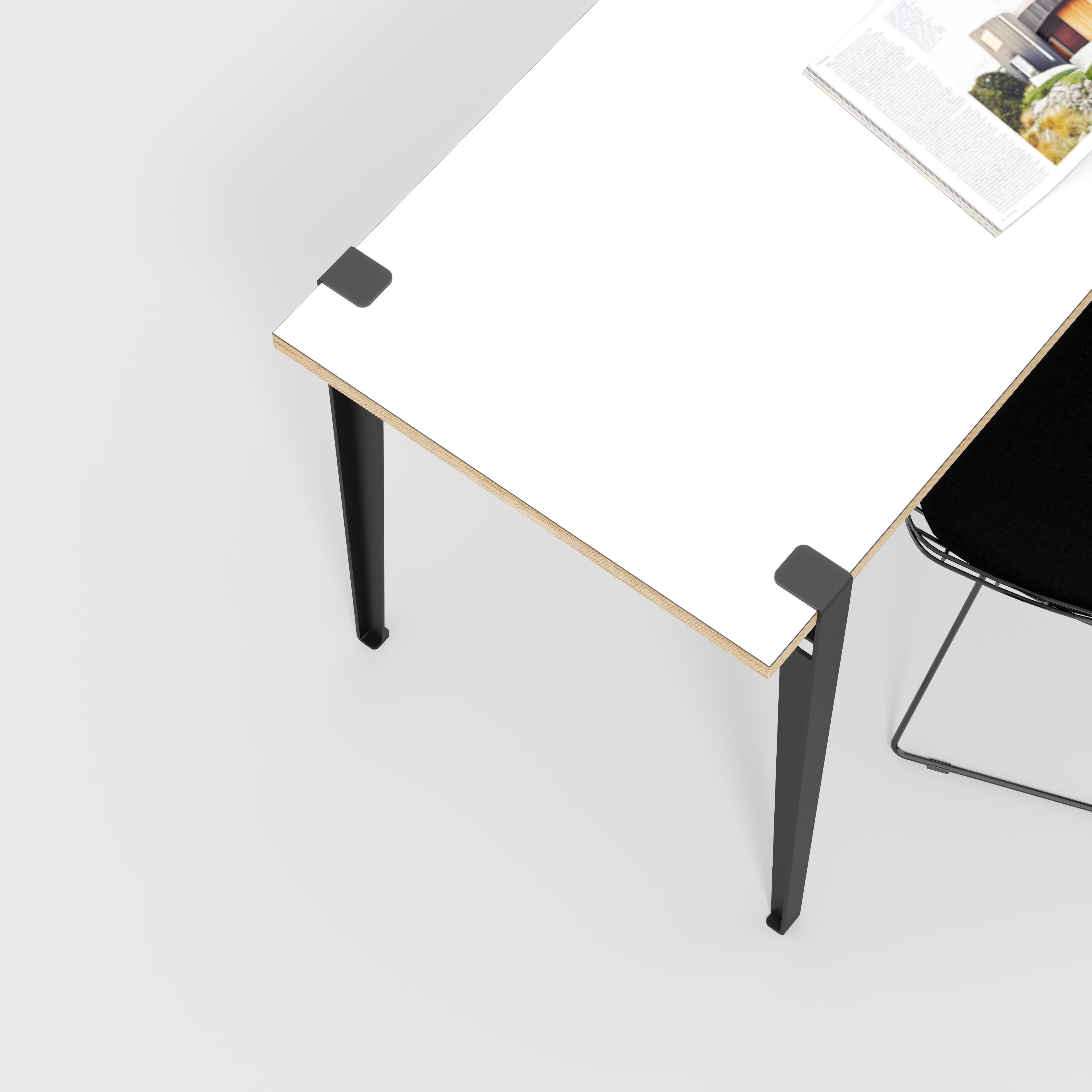 Plywood Desk with Black Tiptoe Legs - Formica White - 1200(w) x 600(d) x 750(h)