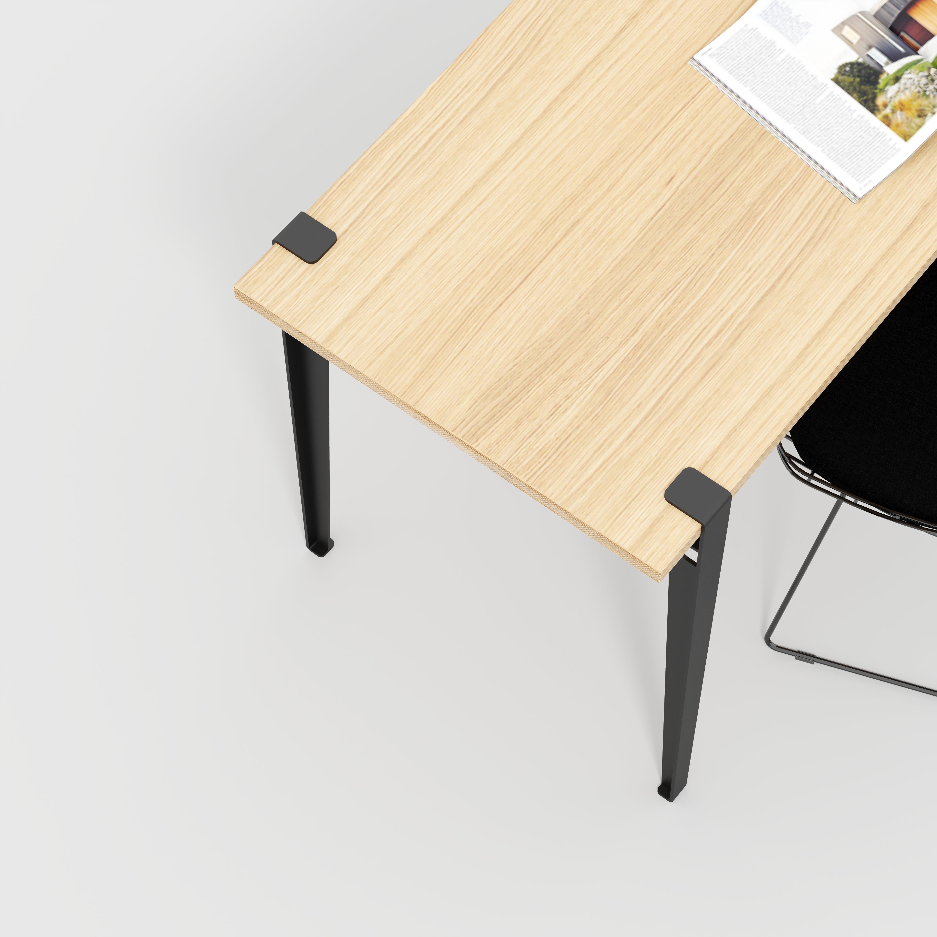 Plywood Desk with Black Tiptoe Legs - Plywood - Oak - 1600(w) x 800(d) x 750(h)