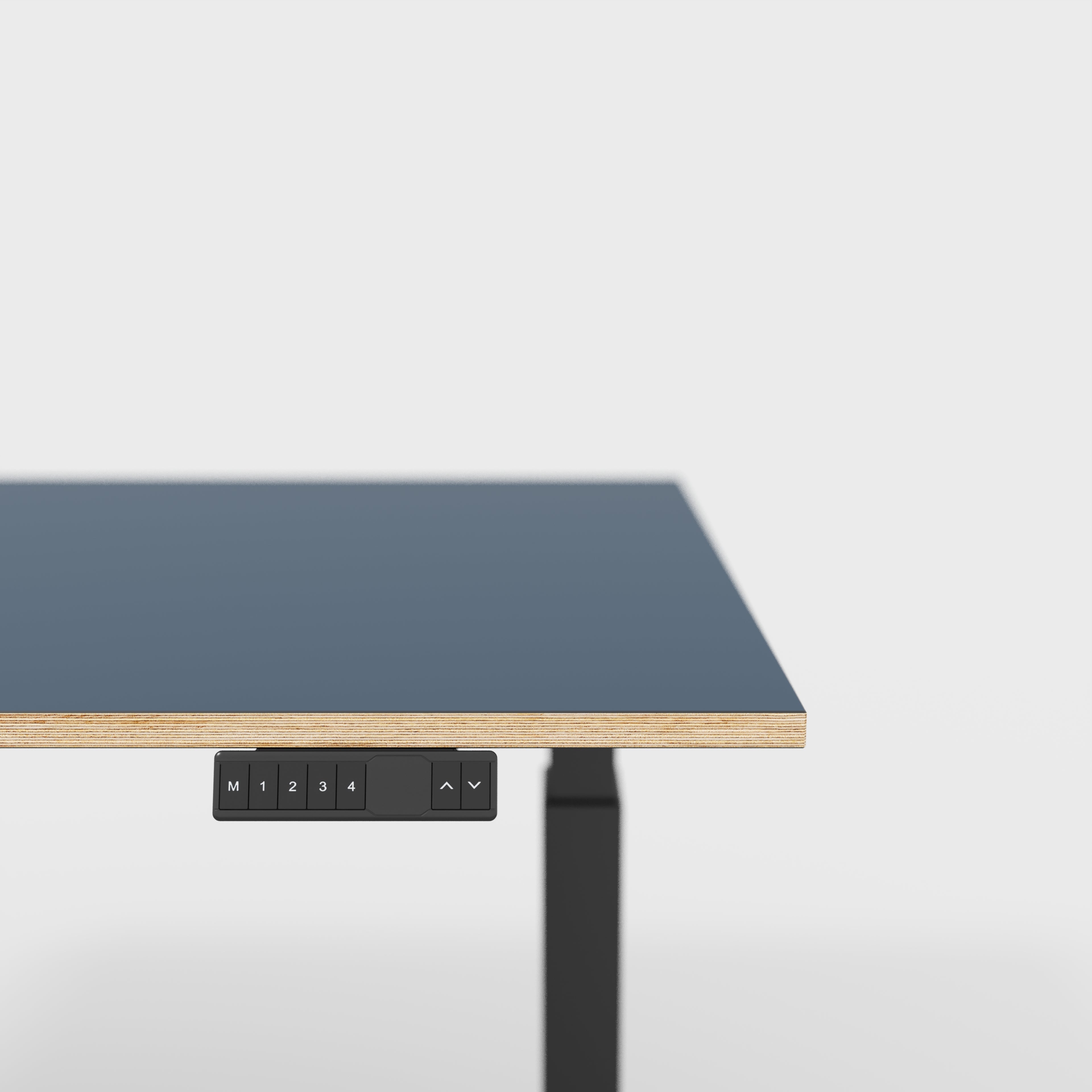 Plywood Sit Stand Desk with Black Frame - Formica Night Sea Blue - 1600(w) x 800(d)